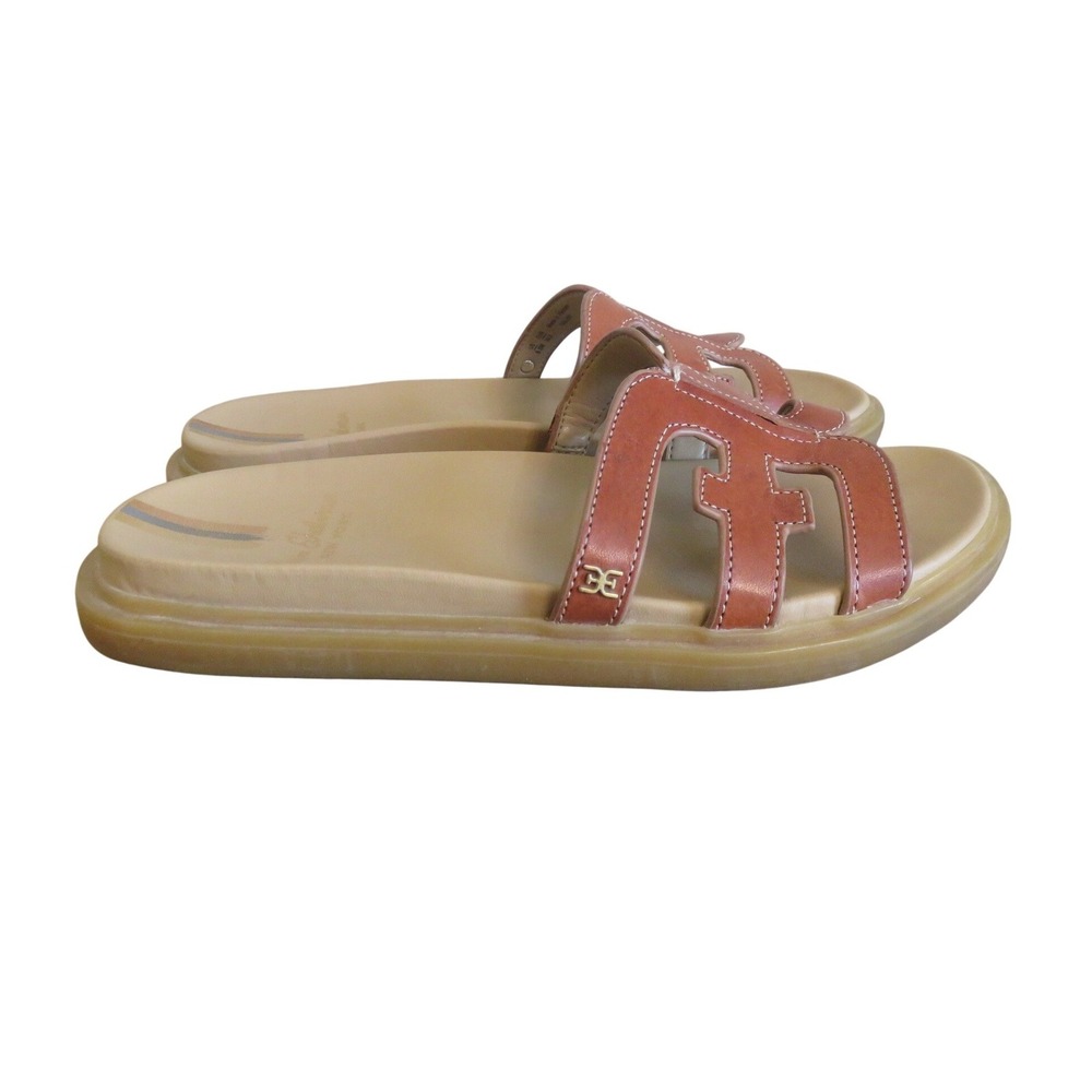 Sam Edelman Valeri Leather Slide Sandals Brown Cutout Platform Womens 8.5M 38.5 - Picture 2 of 7